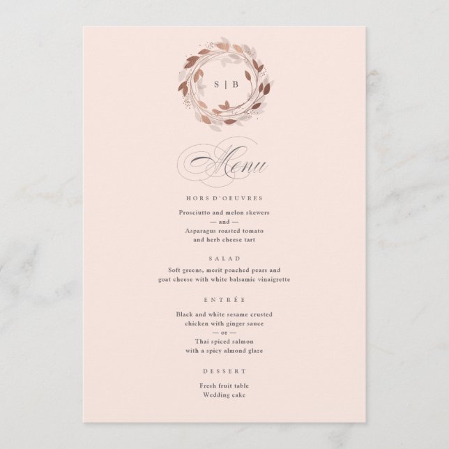 Menu de dîner de mariage à couronne de magnolia (Devant)
