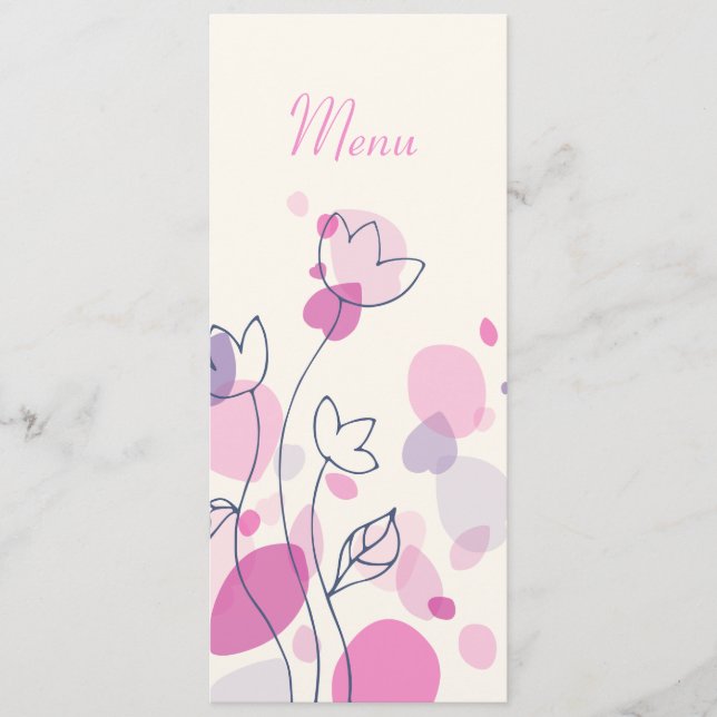 Menu de dîner de mariage à pétales de fleurs moder (Devant)