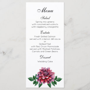 Menu de dîner de mariage Bourgogne. Menu de fête d