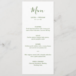 Menu de dîner de mariage de Noël à calligraphie mi