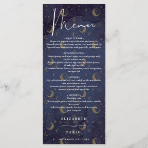 Menu de dîner de mariage élégant écriture mystique