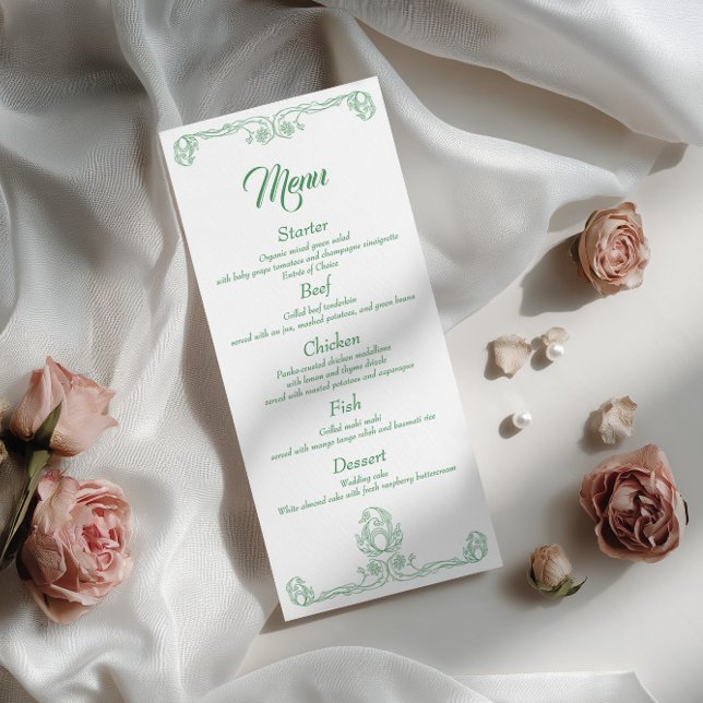 Menu de dîner de mariage élégant – Filigrane de ro (Créateur téléchargé)