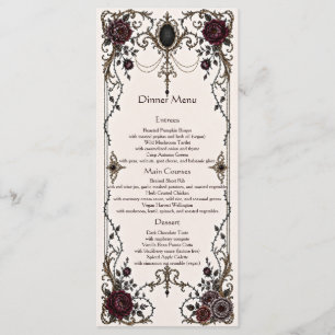 Menu de dîner de mariage floral gothique victorien