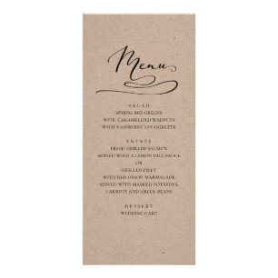 Menu de dîner de mariage rustique. Simple campagne