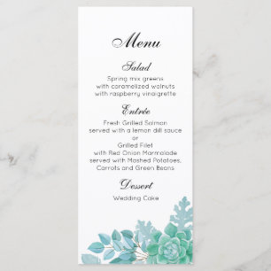 Menu de dîner de mariage succulent. Menu de fête d