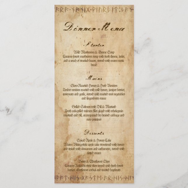 Menu de dîner de mariage Viking Norse  (Devant)