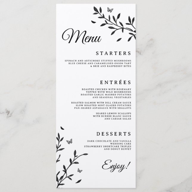 Menu de dîner de mariage Woodland Charm (Devant)