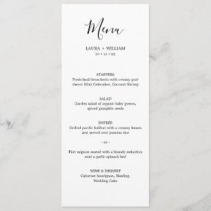 Menu de dîner de Noël de mariage de calligraphie m