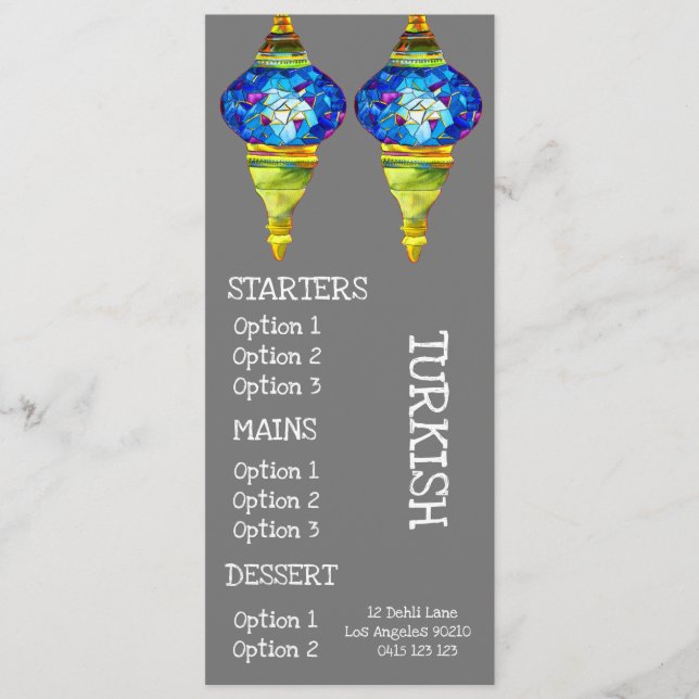 menu de dîner de restaurant de cuisine turque (Devant)