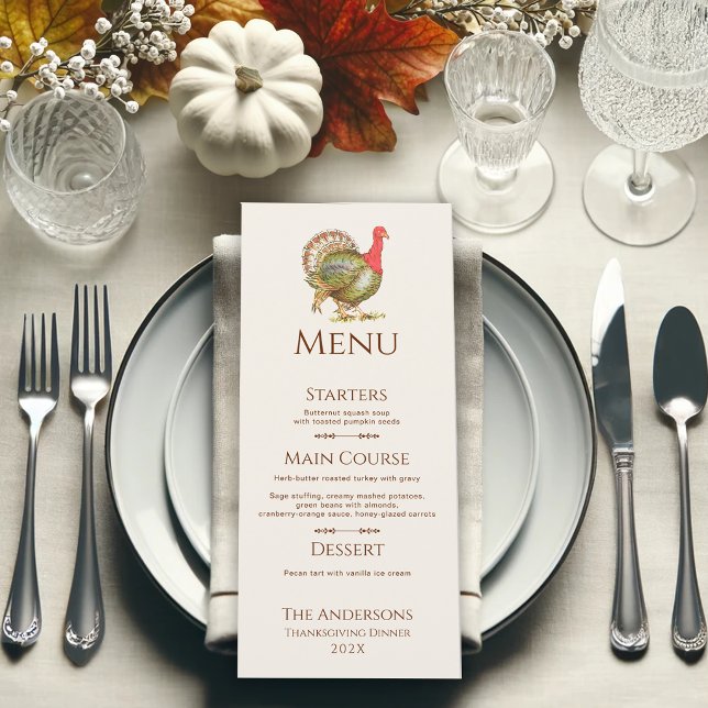 Menu de diner de Thanksgiving dinde classique (Créateur téléchargé)
