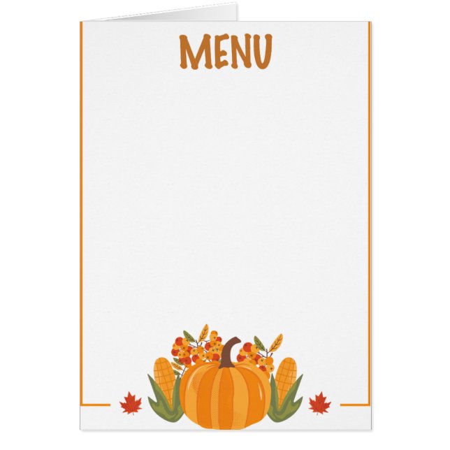 menu de dîner de Thanksgiving style 10.retro autom (Devant)