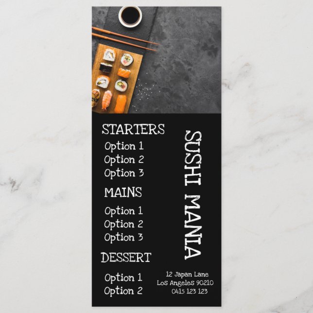 Menu de dîner élégant de restaurant japonais de su (Devant)