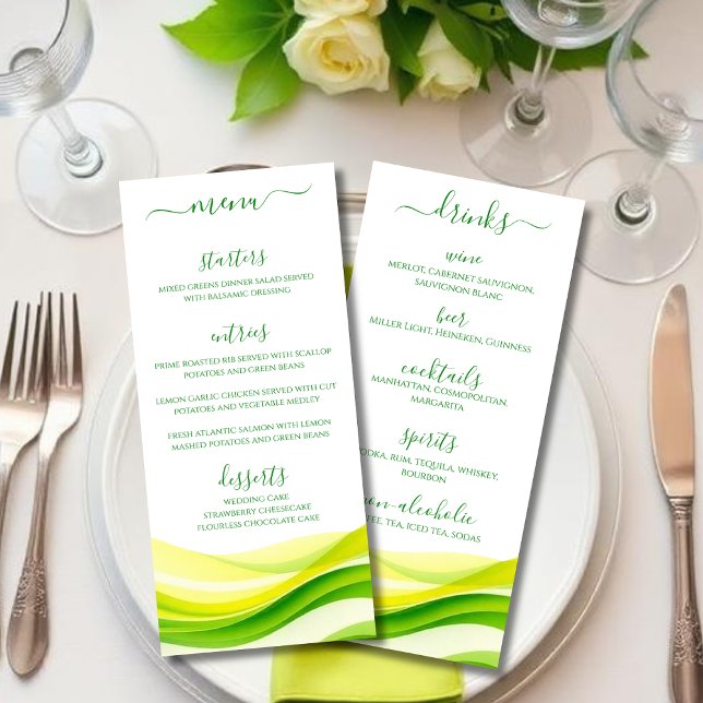 Menu de dîner et de bar vert et jaune Citrus Islan (Island Citrus Green and Yellow Dinner and Bar Menu)