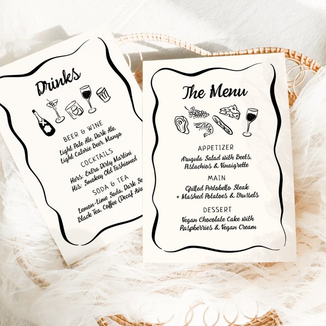 Menu de dîner et de boissons dessiné à la main mod (Créateur téléchargé)