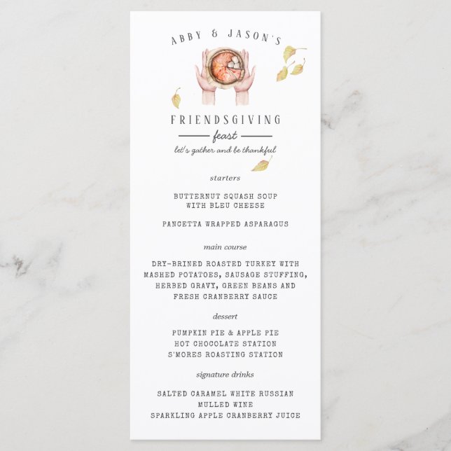 Menu de dîner personnalisé pour le repas de Thanks (Devant)