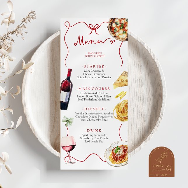 Menu de douche de mariée italienne Coquette Red Bo (Créateur téléchargé)