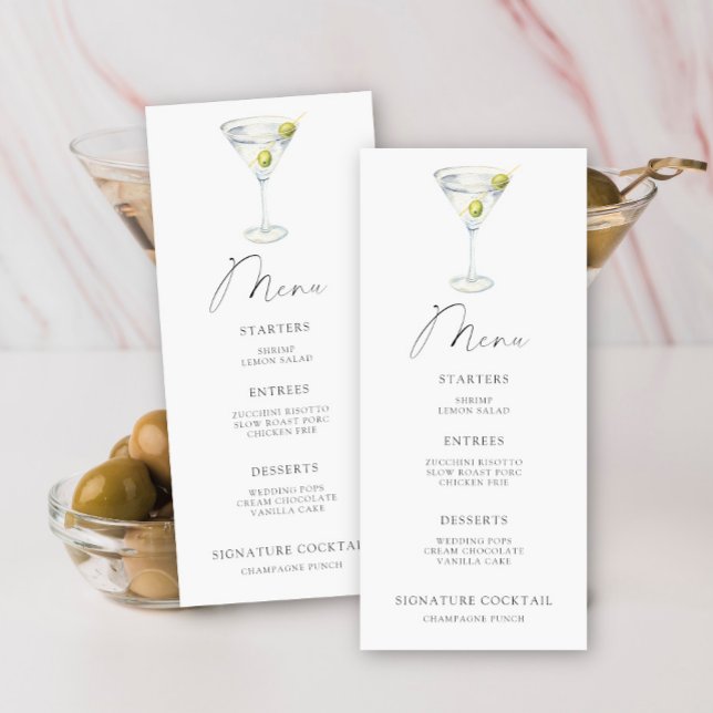 Menu de douche de mariée Martini (Créateur téléchargé)