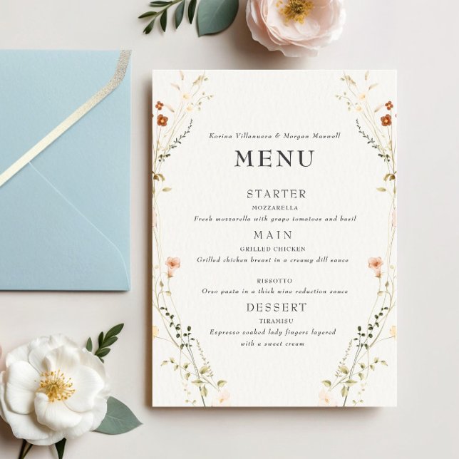 Menu de Faire-part de mariage minimaliste Fleurs É (Créateur téléchargé)