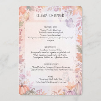 Menu de fête bohème d'automne