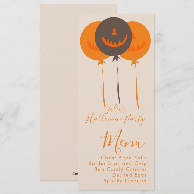 Menu de fête d'anniversaire avec ballons rétro Hal (Devant / Derrière)