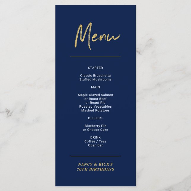Menu de fête d'anniversaire avec lettrage moderne  (Devant)
