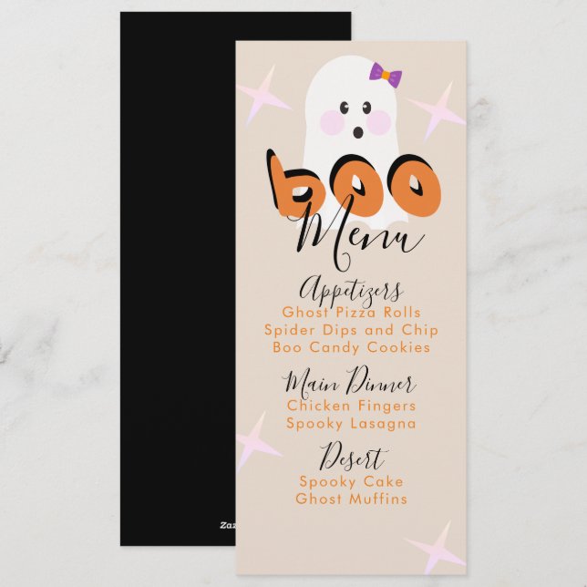 Menu de fête d'anniversaire de Halloween rétro ave (Devant / Derrière)