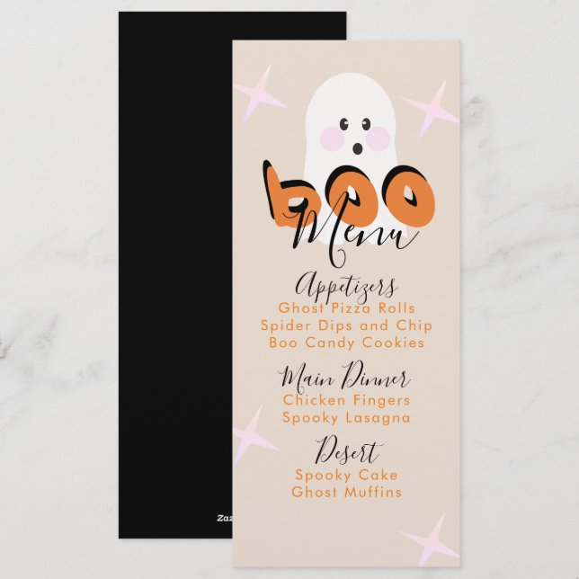 Menu de fête d'anniversaire de Halloween rétro ave (Devant / Derrière)