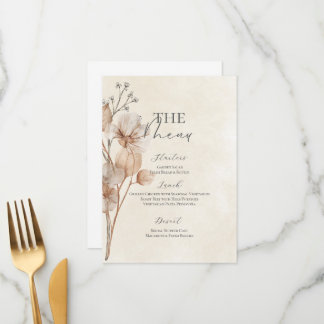 Menu de Fête de Mariage Floral Marron