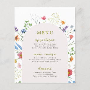 Menu de Fête des mariées de jardin Fleur sauvage c