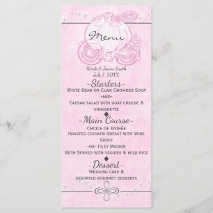 Menu de fête élégant Carrosse Cendrillon rose