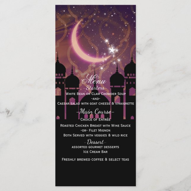 Menu de fête marocain moyen-oriental Nuits arabes (Devant)