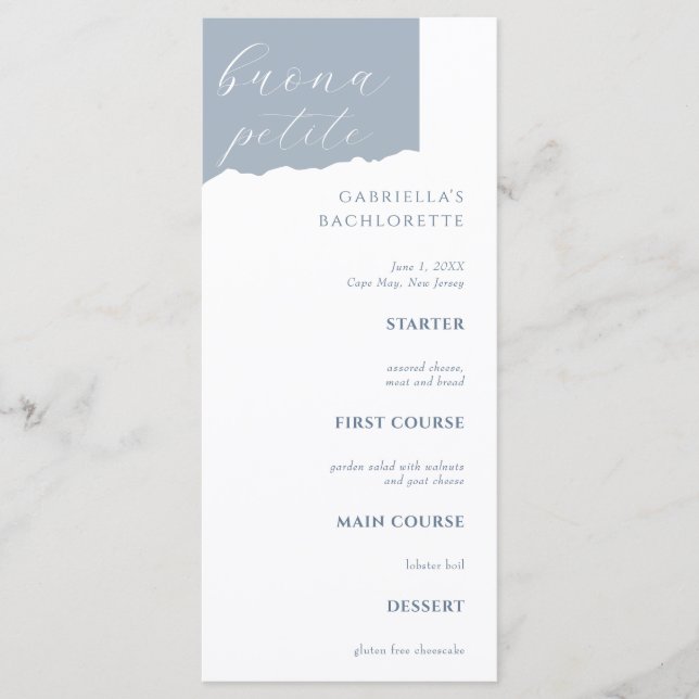 Menu de Fille Dusty Blue Italien (Devant)