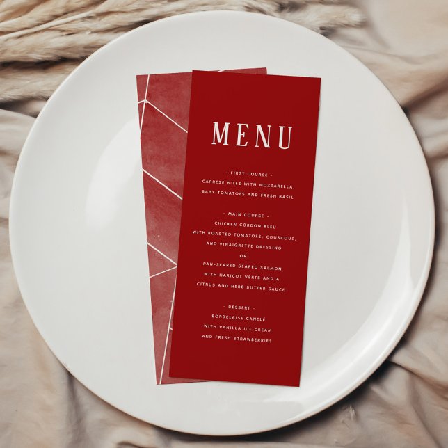 Menu de gala géométrique à l'aquarelle rouge (Red Watercolor Geometric Gala Menu)