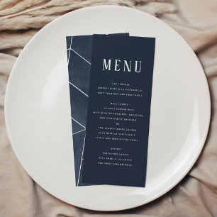 Menu de gala géométrique aquarelle bleu marine