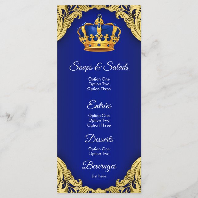 Menu de la Baby Shower du Prince (Devant)