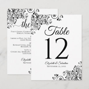 Menu de la barre de Mariages noir et blanc simple 