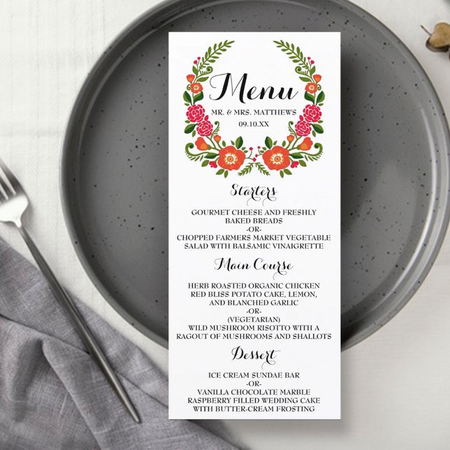 Menu de la collection Mariage d'été de Bohême (Créateur téléchargé)