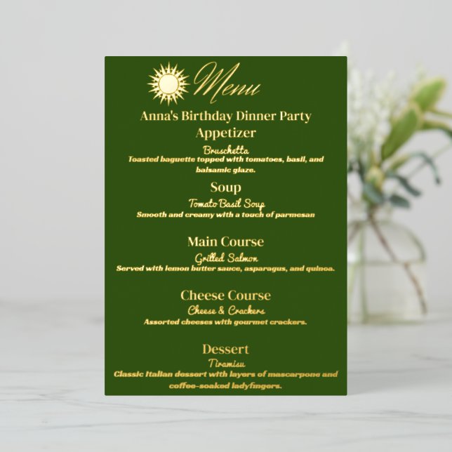 Menu de la fête ambiance tropicale (Debout devant)