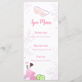 Menu de la fête au spa
