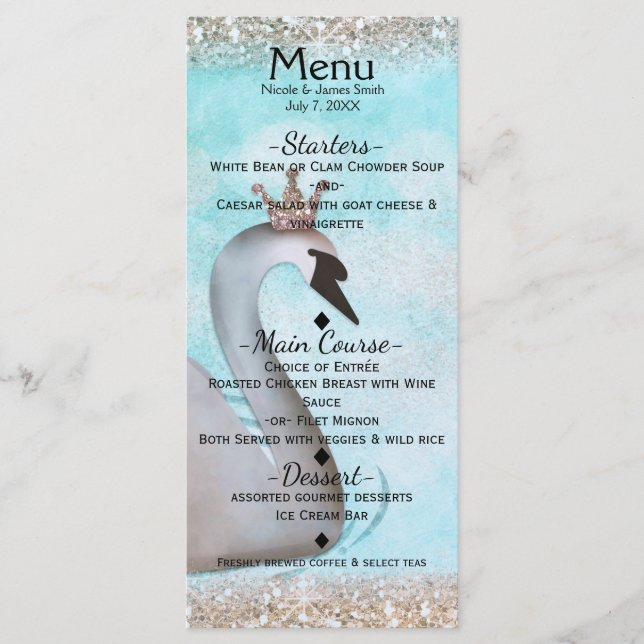 Menu de la fête de conte de fées pailleté or de la (Devant)