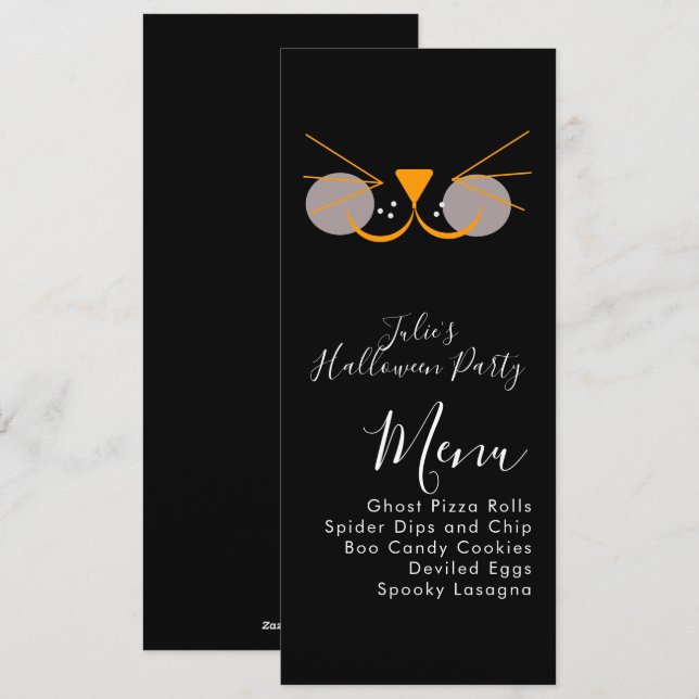 Menu de la fête de costume de chat mignon d'Hallow (Devant / Derrière)