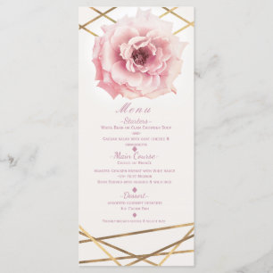 Menu de la fête de douche de mariée glamour floral