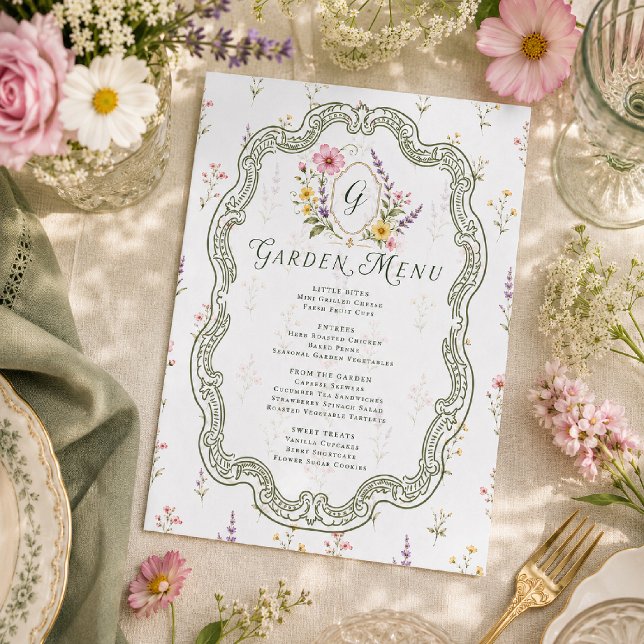 Menu de la fête de jardin de fleurs sauvages One Y (Créateur téléchargé)