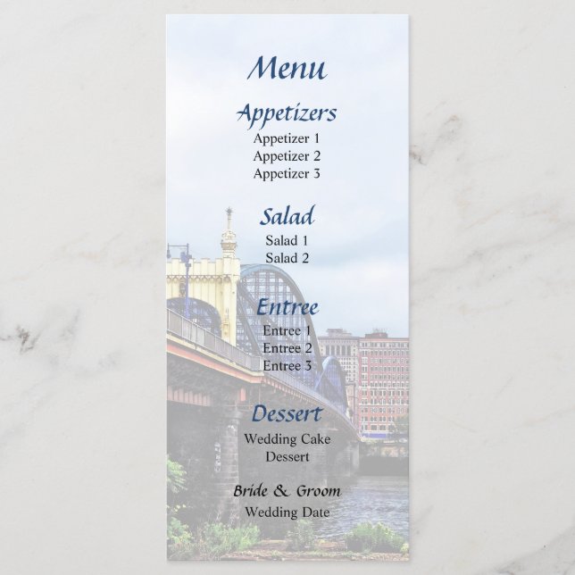 Menu de la mariée de Smithfield St à Pittsburgh Sk (Devant)