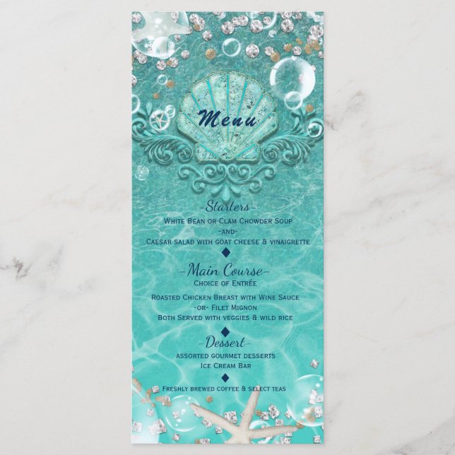 Menu de la plage Teal Enchanted Sea Starfish & Bul (Devant)