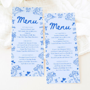 Menu de la Saint-Valentin à cœurs bleus modernes d