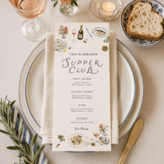 Menu de la soirée du Club de Souper Fantaisiste