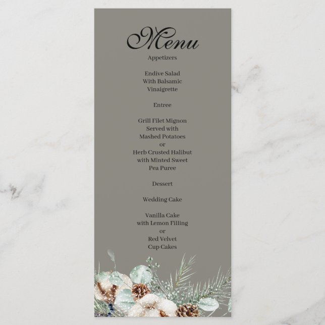 Menu de l'événement de verdure enneigée (Devant)