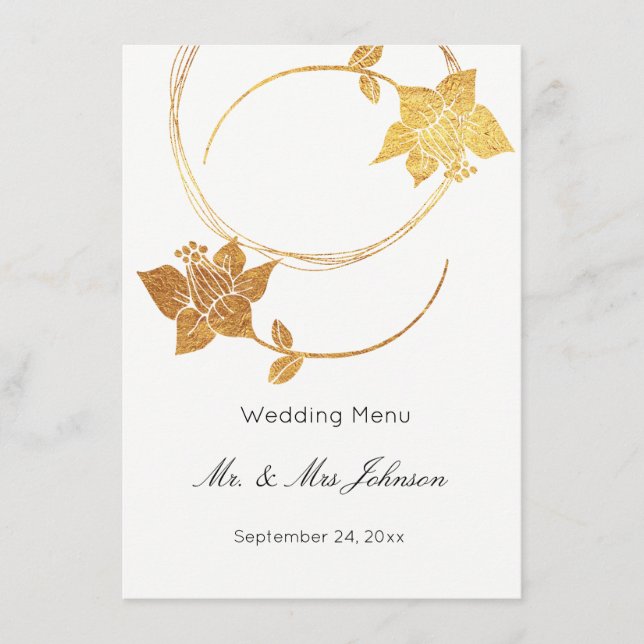 Menu de l'événement Mariage Floral Gold Delicate b (Devant)