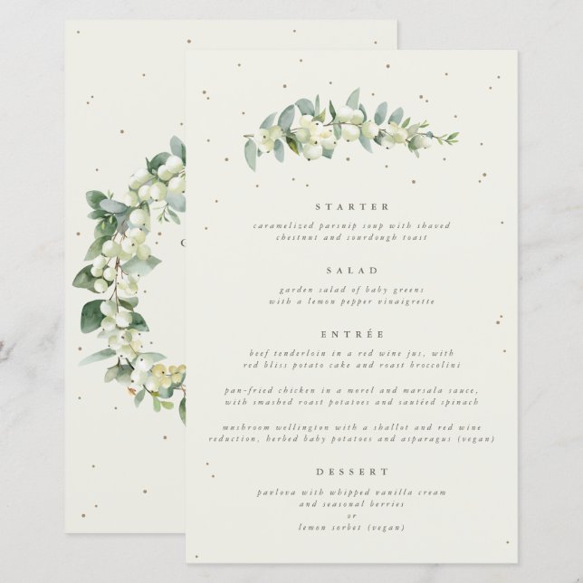 Menu de mariage 4 plats à la Crème de Gaulthérie + (Devant / Derrière)